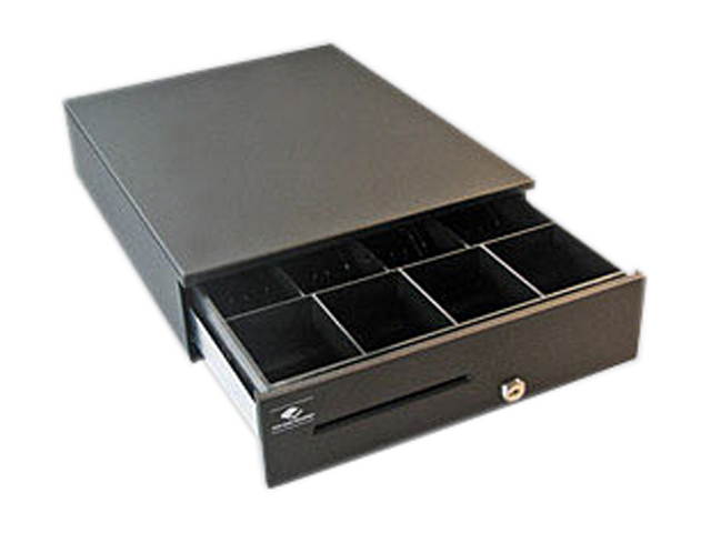 APG Series 4000 Heavy Duty Cash Drawer, 13&rdquo; x 17&rdquo;, 1 Media Slot, Multipro 24V, 4x4 Till, Requires Cable, Painted Front, Black - JB320-BL1317