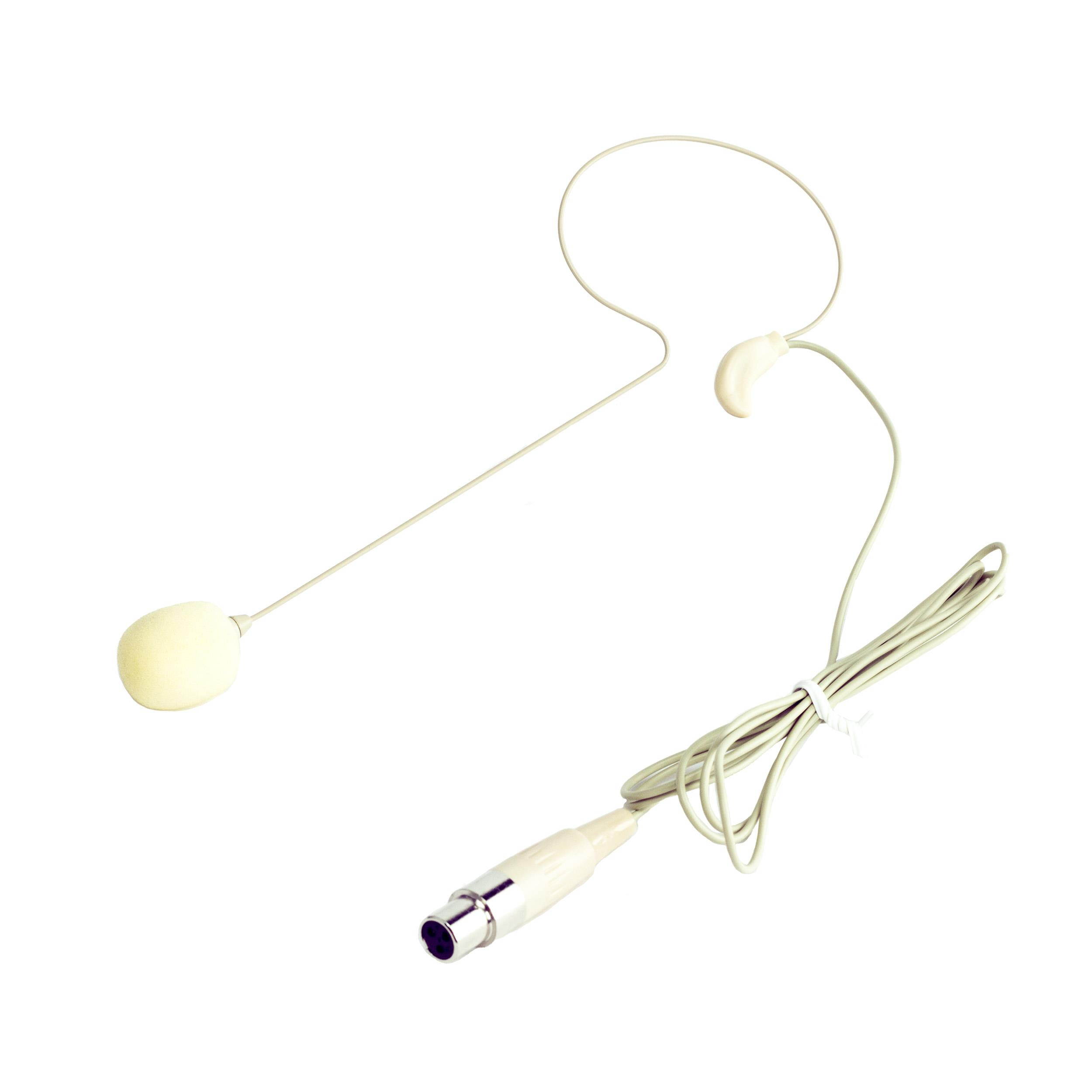 Nady HM-45 Uni-directional Headworn Condenser Microphone - Small and lightweight, minimum visibility, Ideal for singers, performers, DJs, television announcers, etc. min-xlr connection, Biege color