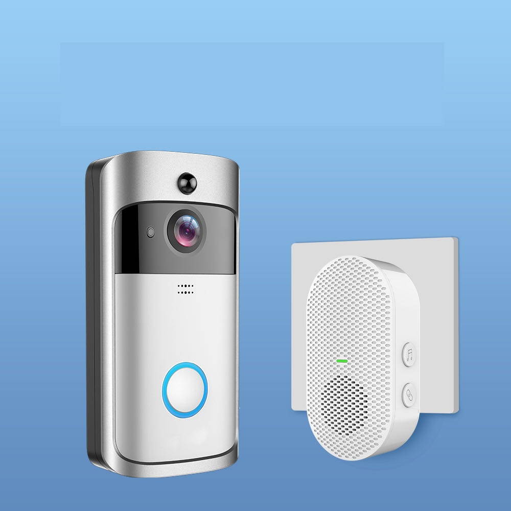 Wireless Doorbell Chime Home Security Wireless Intercom Doorbell Transmitter with 50 Music Modes for Video Door Bell
