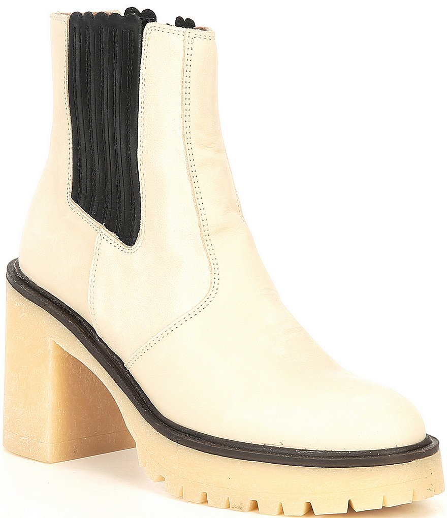 Free People James Leather Block Heel Chelsea Booties