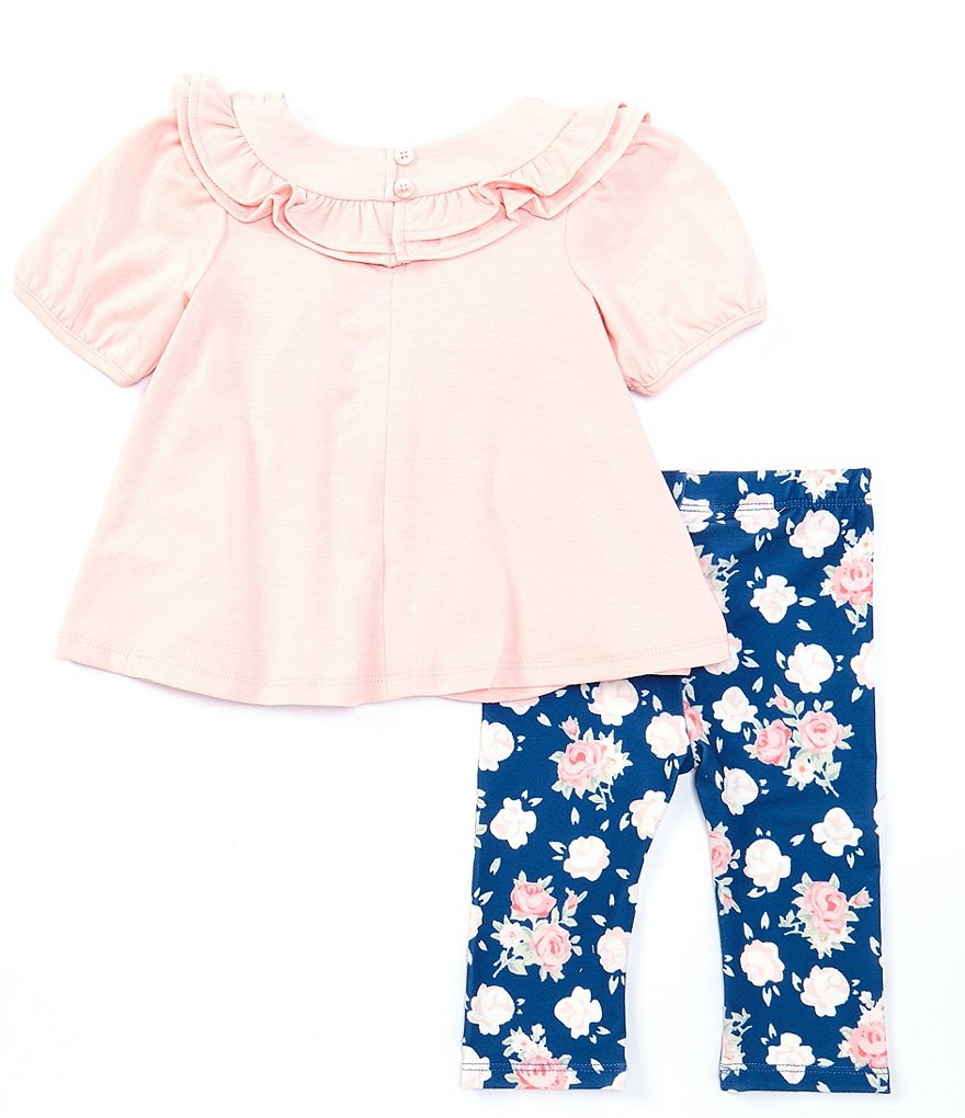 Pippa & Julie Baby Girls Newborn-24 Months Ruffled Top & Floral Legging Set