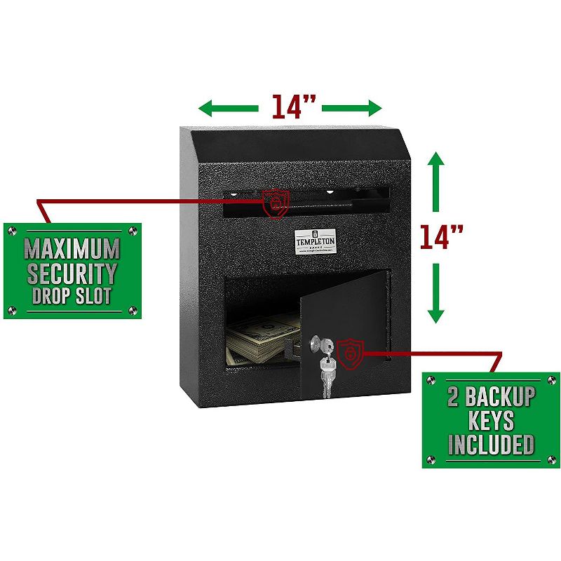 Templeton Safes Wall Mounted Depository Mailbox Drop Safe and Suggestion Box, Keyed Lock