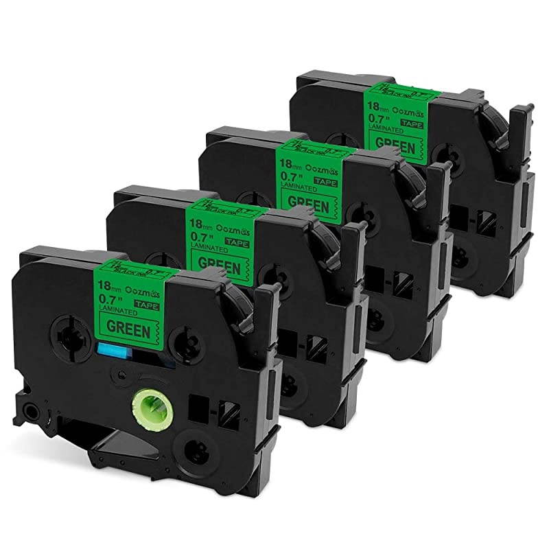 Compatible Label Tape Replacement for Brother Green Tape TZe741 TZ 18mm 07 Inch Laminated Label Tape Compatible with PTouch Label Maker PTD600VP PTD400 PTD400AD 4Pack