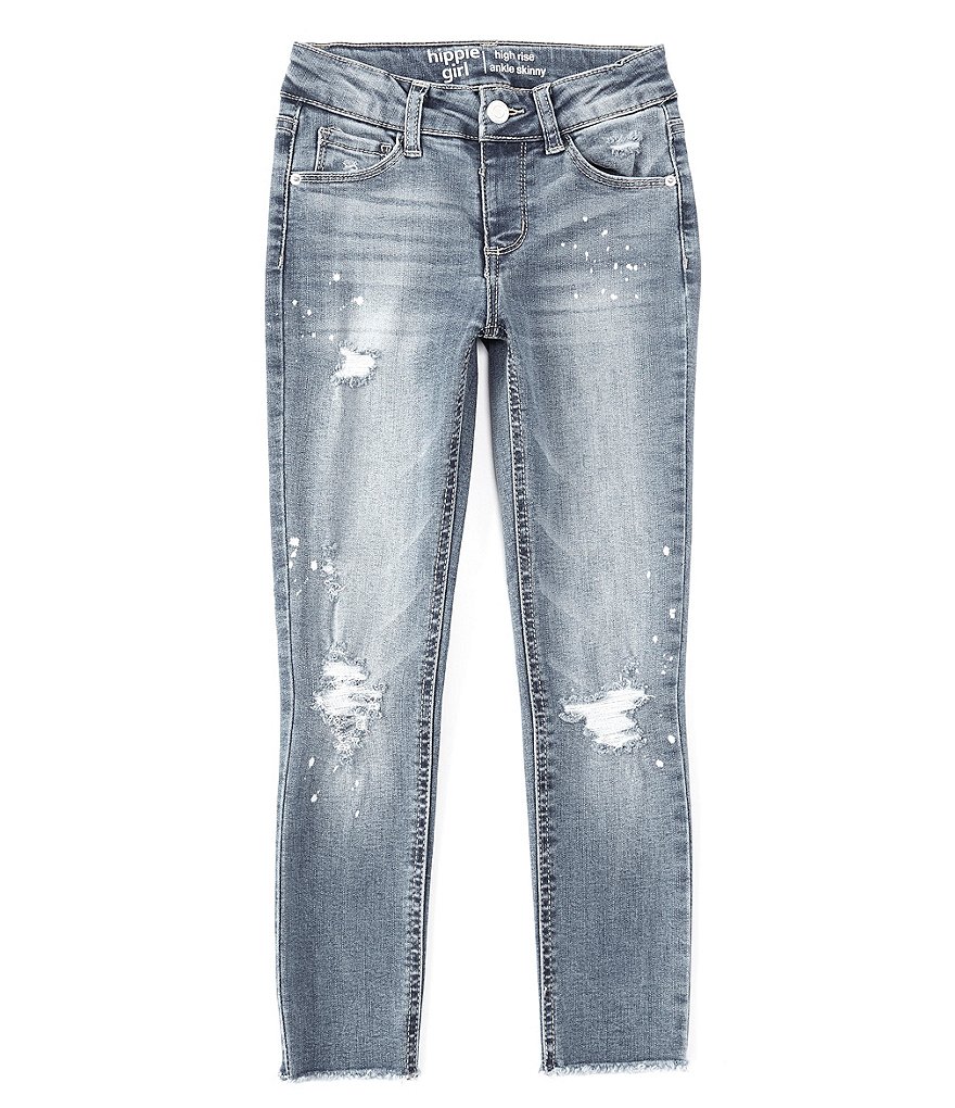 Hippie Girl Big Girls 7-16 Distressed Frayed-Hem Ankle Jeans