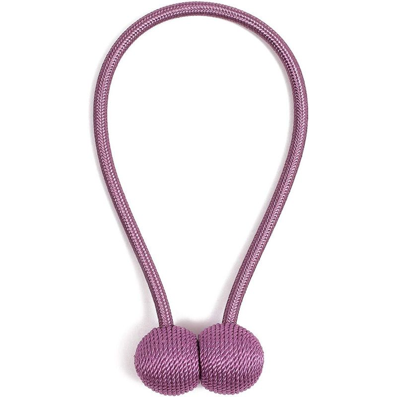 Juvale 4-Pack Window Curtain Tiebacks Magnetic Hook, Decorative Rope Curtain Holdback Tie Backs Holders, Purple, 19 inch