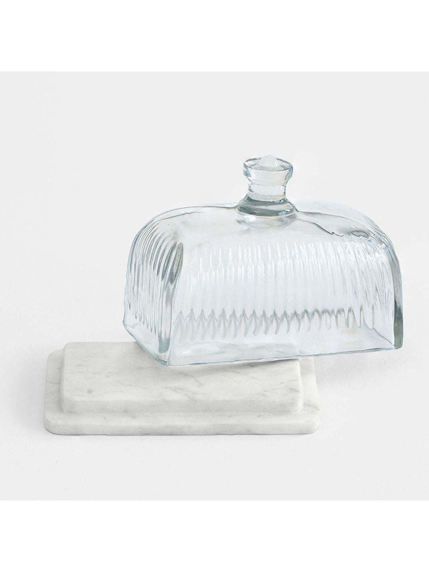 ellementry Crown White Glass Cloche with Base - Set of 1