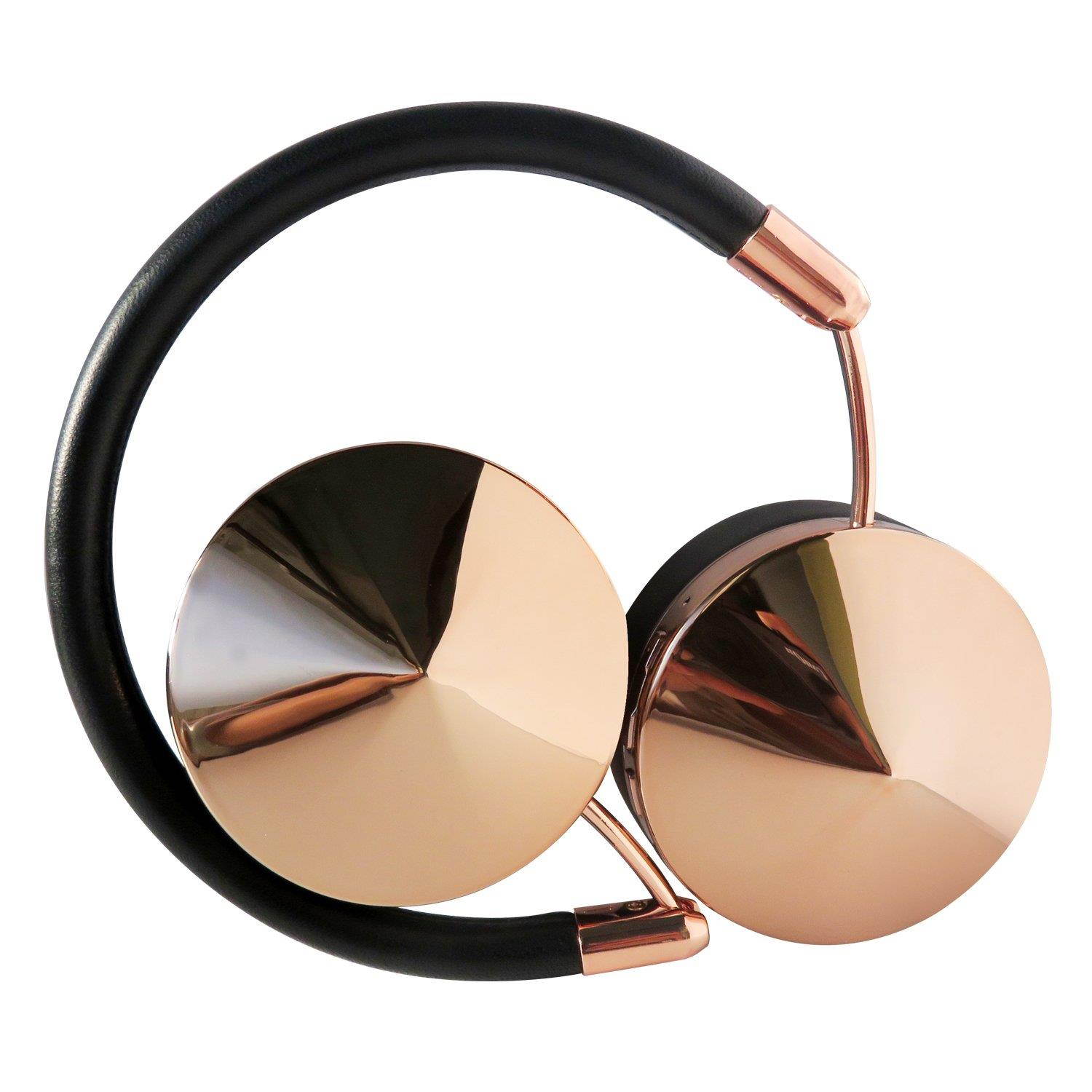 Liboer Fashional Rose Gold Wireless Bluetooth Headphones with Mic Foldable On Ear Headset with Carrying Case for iPhone 7 Samsung Cellphones with Shareport BT88 (Black Rose)