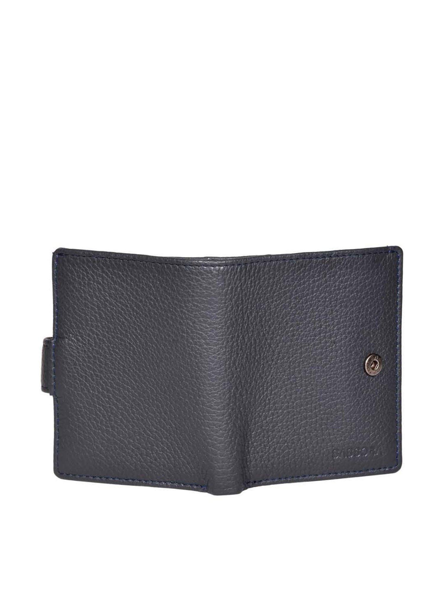 SASSORA Navy Casual Leather Bi-Fold Wallet for Men