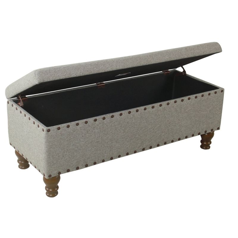 46" Luxury Storage Bench with Nailhead Trim Gray Woven - HomePop