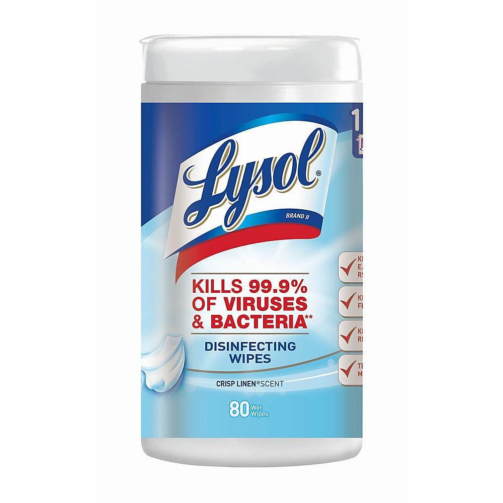 LYSOL Brand Disinfecting Wipes Crisp Linen Scent 7 x 8 80/Canister 6 Canister