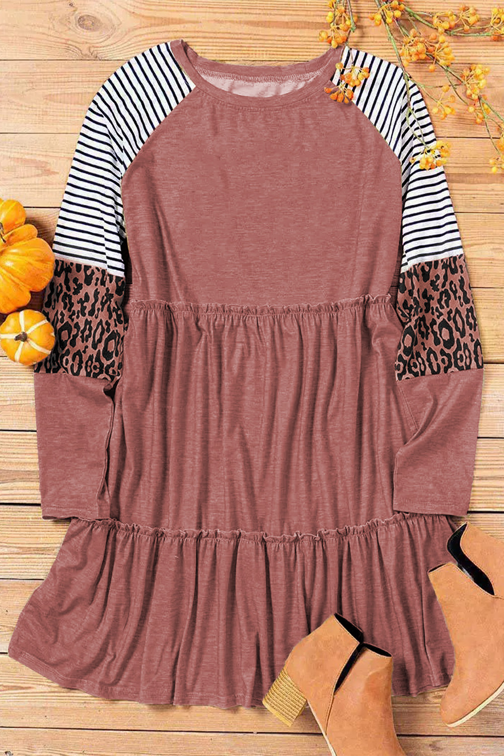 Cheetah Casual Long Sleeve Button Up Shirt Dress