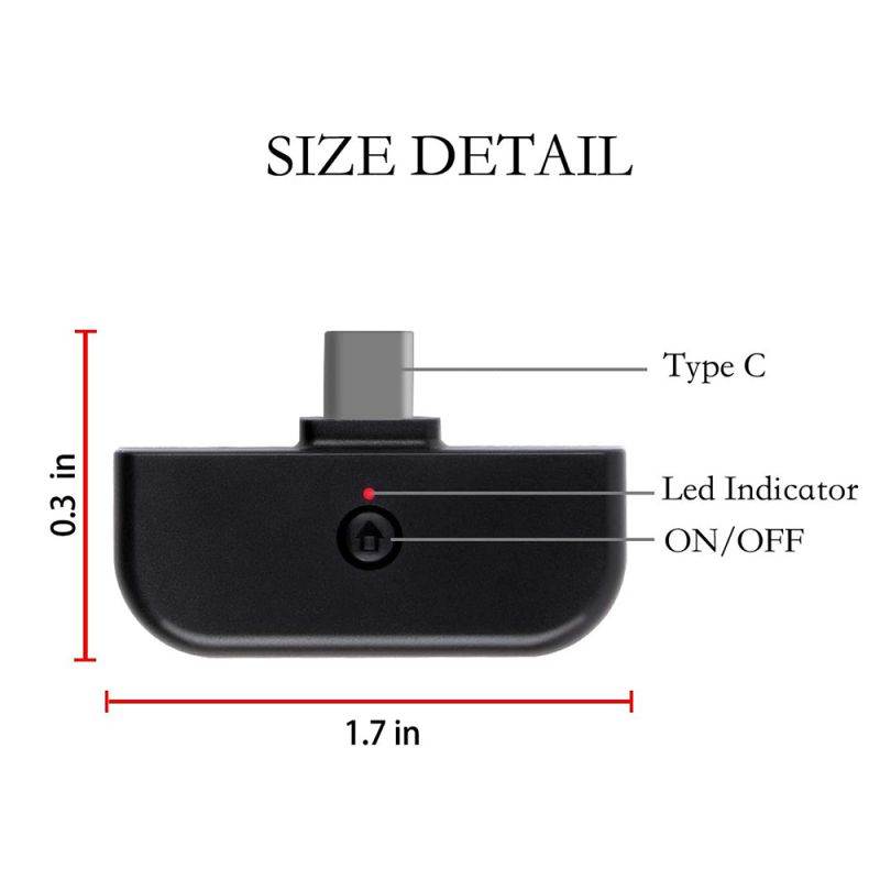 New Type-C Bluetooth 5.0 Audio Wireless Transmitter Adapter for Nintendo Switch PS4 PC