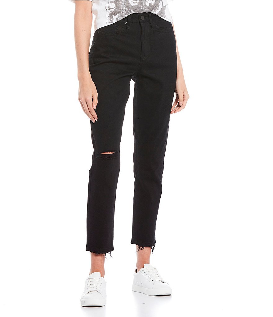 YMI Jeanswear Dream High Rise Raw Hem Mom Jeans