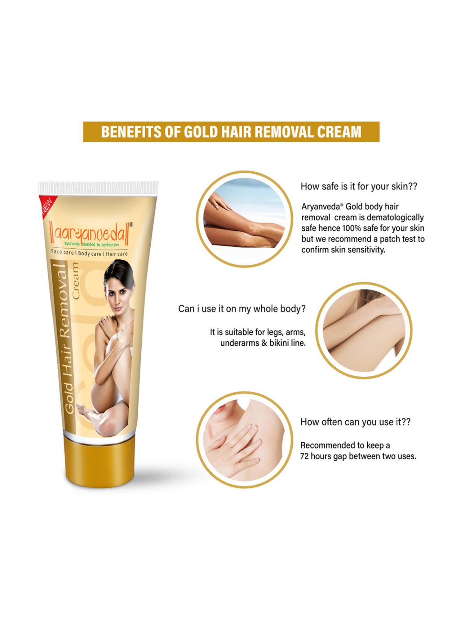 Aryanveda Gold Hair Removal Cream (Pack of 4)