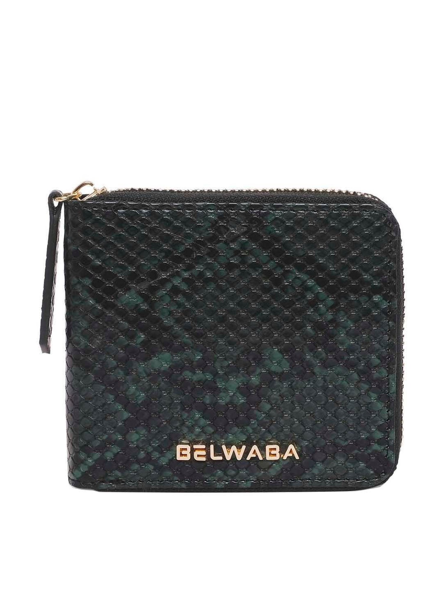 BELWABA Green Textured Zip Around Wallet for Women