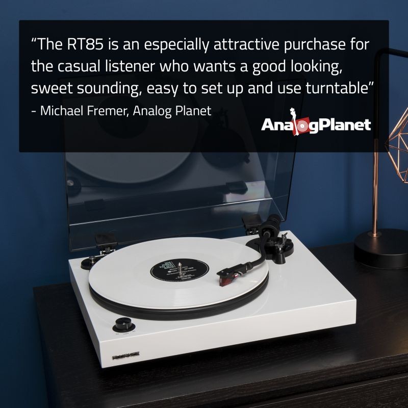 Fluance RT83 Reference High Fidelity Vinyl Turntable Record Player with Ortofon 2M Red Cartridge, Speed Control Motor, Solid Wood Plinth, Vibration Isolation Feet - Piano White