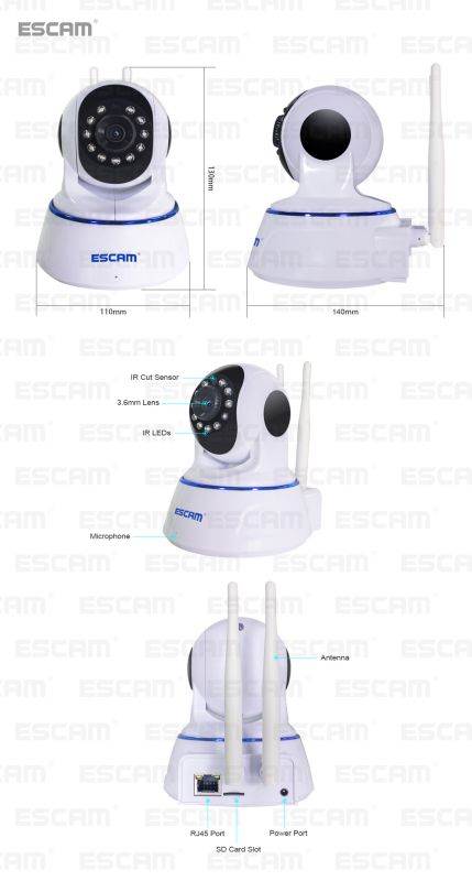 Escam QF003 HD 1080P Mini WiFi IP Camera Pan&Tilt CCTV security Camera P2P IR Cut Two Way Audio Micro SD Card Slot Night vision