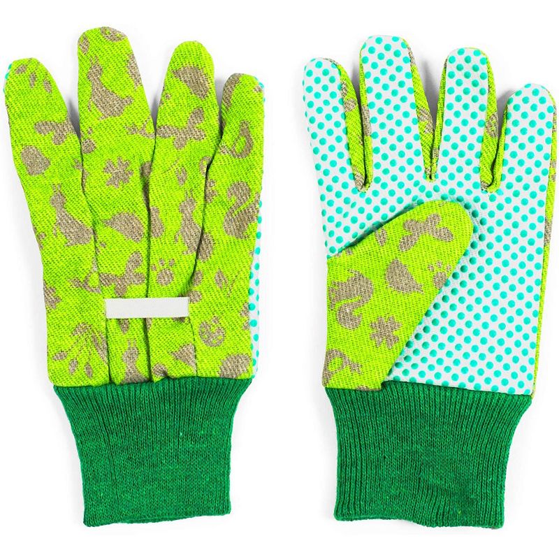 Blue Panda 6 Pairs Green Kids Garden Work Gloves, Children Gardening Working Gloves, Ages 3-6