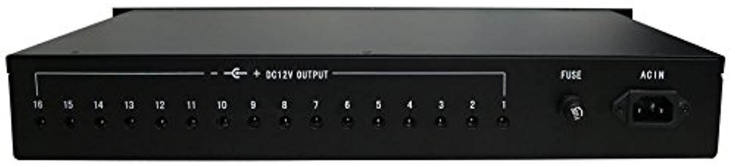 hdview cctv distributed power supply box for security camera, ptc resetable fuse [no fuse burn], key lock, rack mount (18 ports