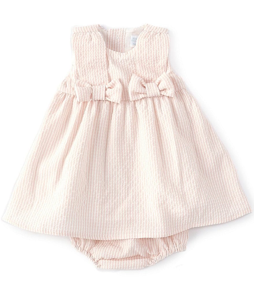 Edgehill Collection Baby Girls Newborn-9 Months Stripe Dress & Panty Set