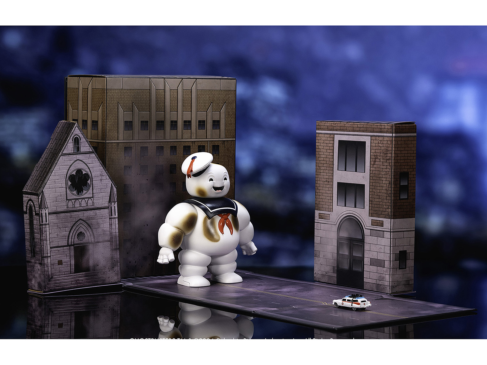"Ghostbusters" 6" Stay Puft Marshmallow Man Figure with Nano Ecto-1 Car Diorama Set "Ghostbusters" (1984) Movie "Next Level" Series Model by Jada
