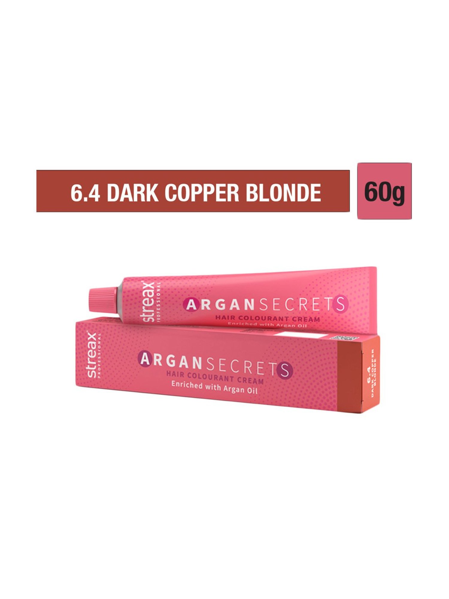 Streax Professional Argan Secret Hair Colourant Cream Dark Copper Blonde 6.4 - 60 gm