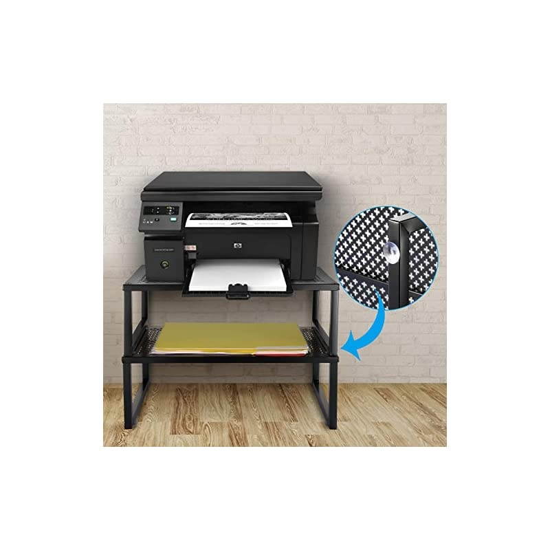 2 Pack-  Monitor Stand Riser, Metal Desk Organizer Stand with Anti-Slip Suction Cup for Laptop, Computer, iMac, Pc, Printer, Black