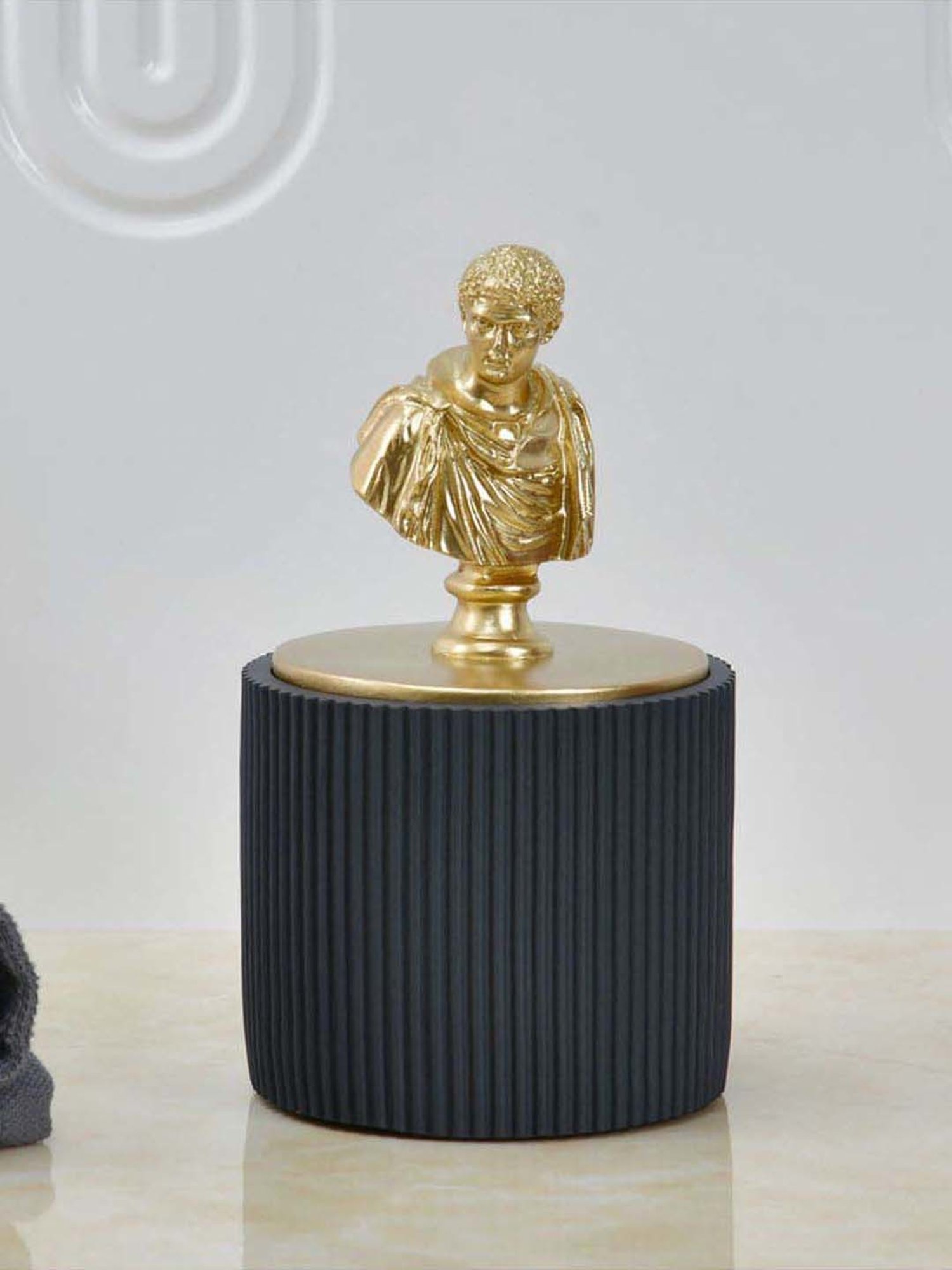 @home Grey & Gold Resin Fluted Design Mini Storage Box Organiser