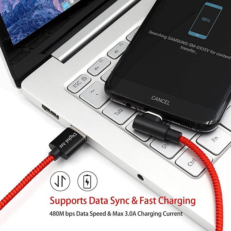 Gen-X Micro USB + USB-C/Type-C + i 3 in 1 Nylon Braided Magnetic Charging Cable, Support 3.0A Fast Charging & Data Transfer (3 Cables+9 Tips, 5-Feet Grey)
