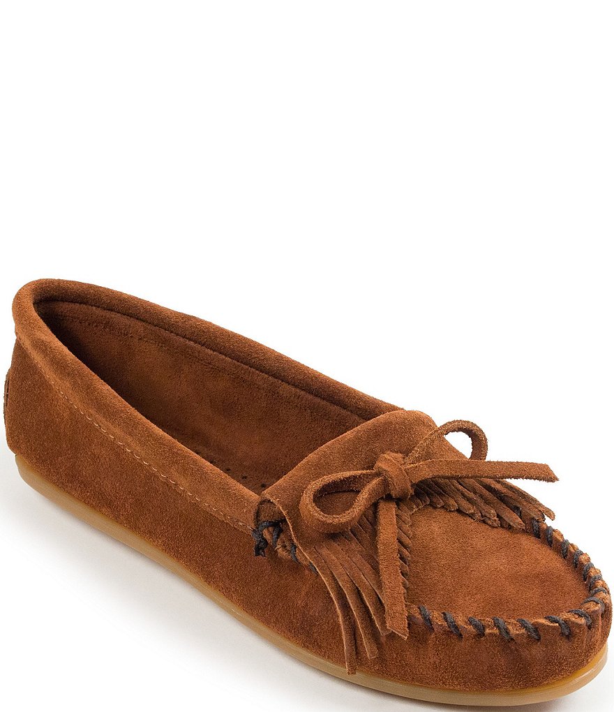 Minnetonka Kilty Suede Fringe Moccasins