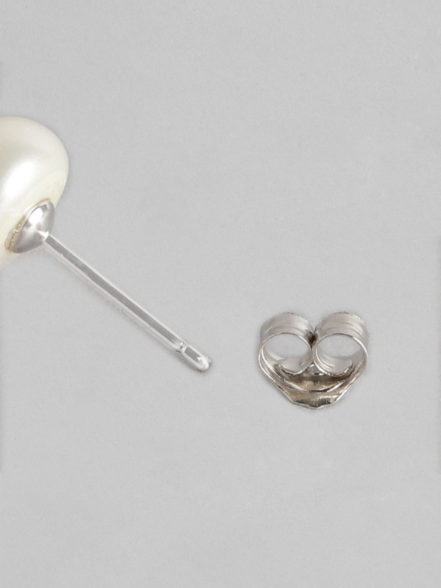 Zavya Simple Pearl 92.5 Sterling Silver Stud & Drop - Set of 2