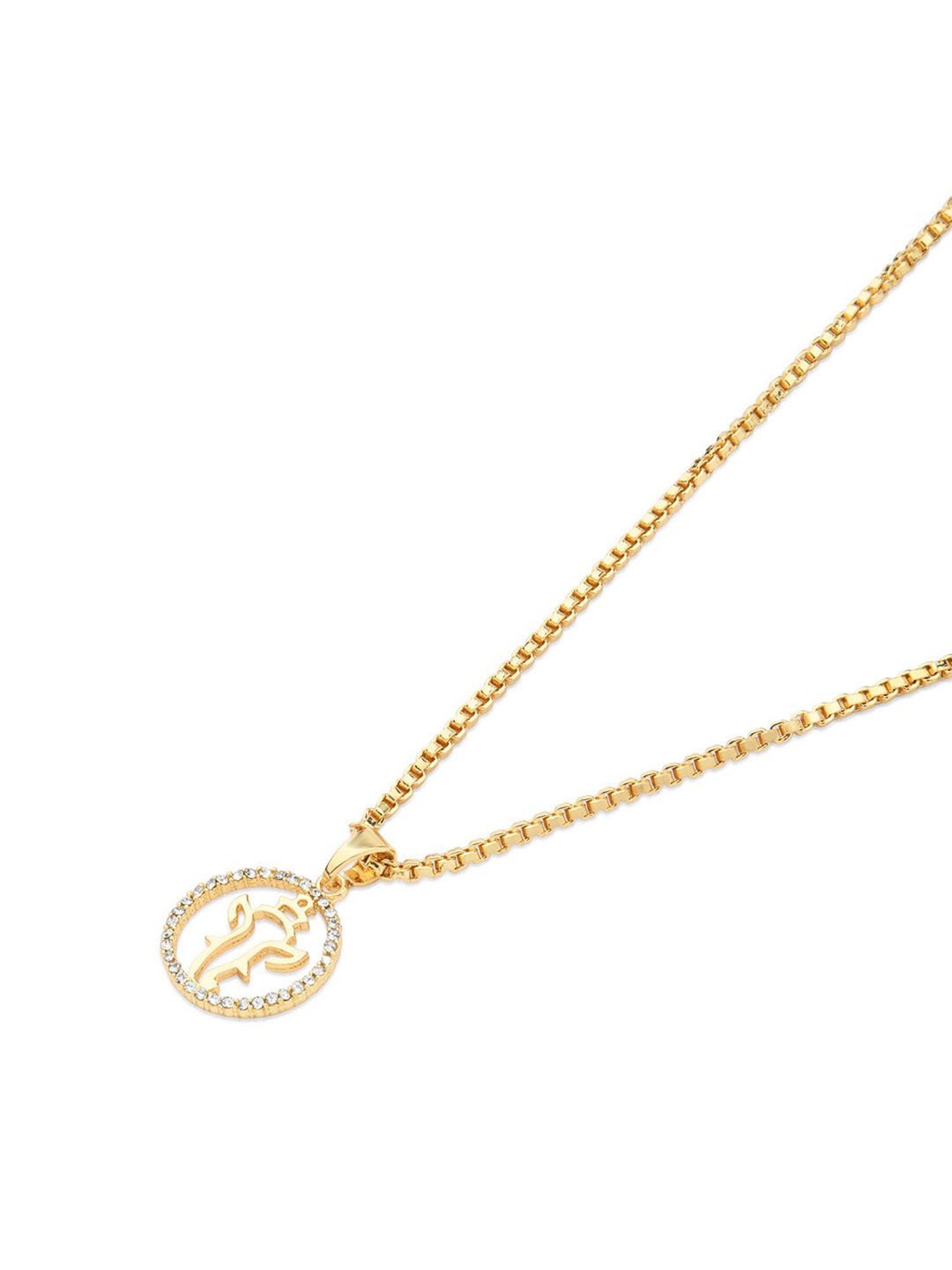 The Bro Code Gold-Plated Stone Studded Ganesh Pendant Necklace for Men