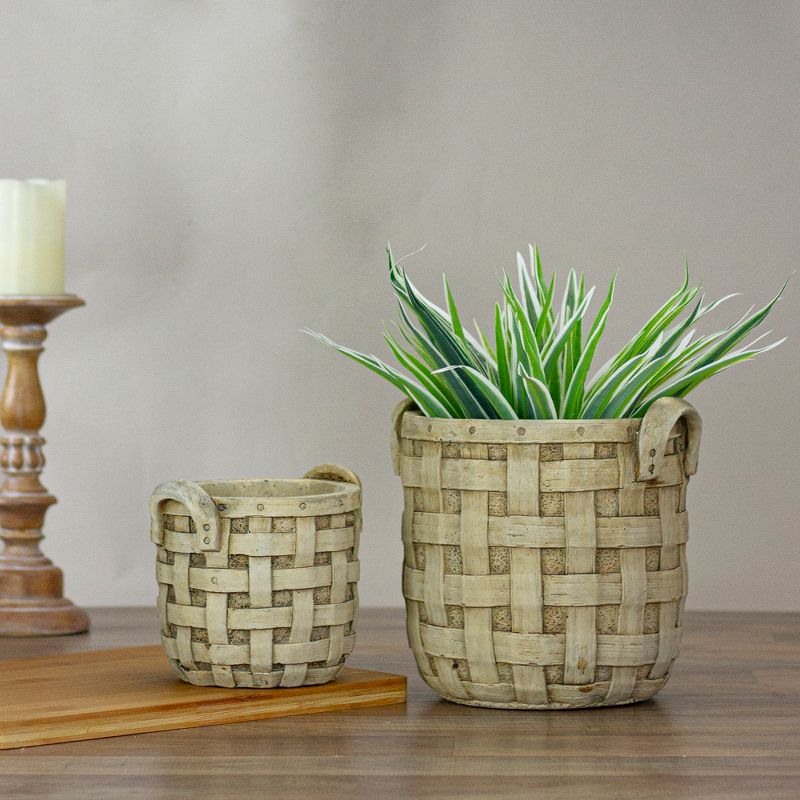 Napa Home & Garden Set of 2 Beige Tobacco Basket Planter Set 9.5"