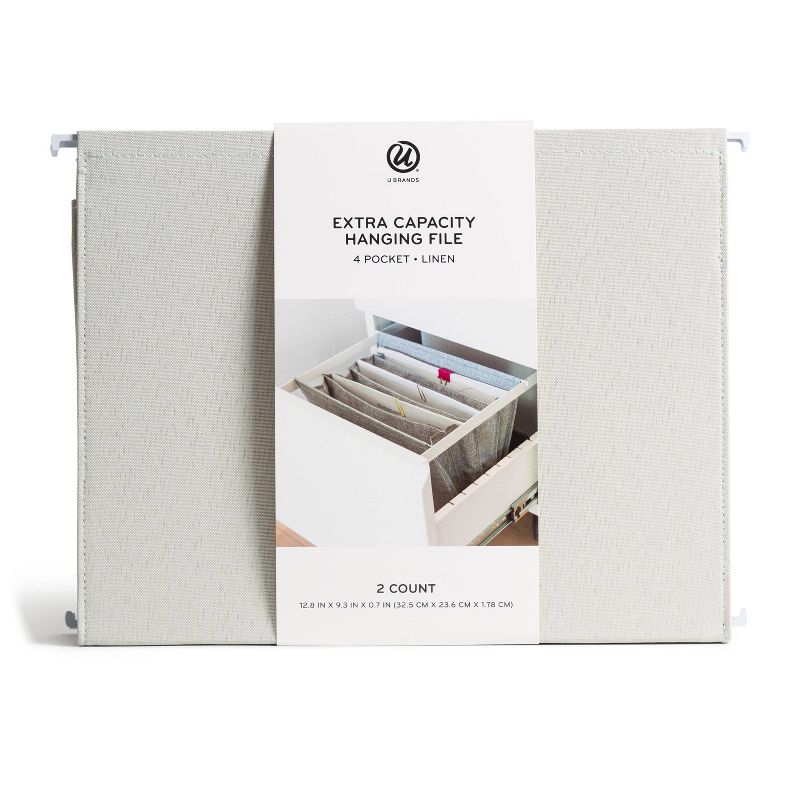 U Brands 2pk 4 Pocket Extra Capacity Linen Hanging File Folder - Coastal Comfort