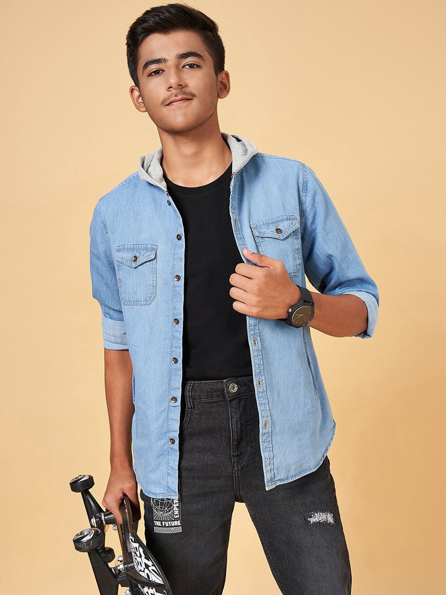 Coolsters by Pantaloons Kids Light Blue Solid Full Sleeves Shirt