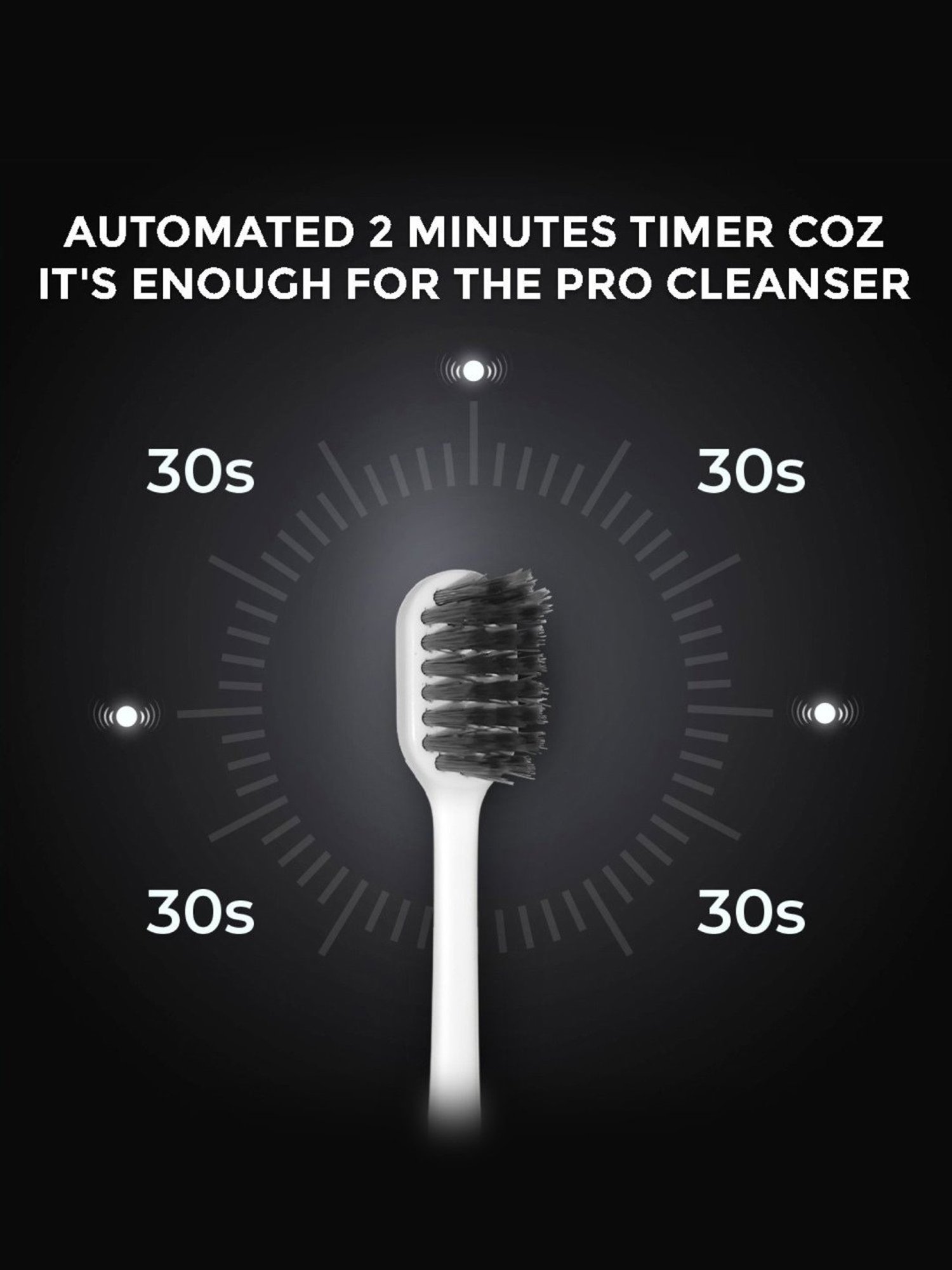 Winston Sonic Electric Toothbrush with Charcoal Bristles AAA Battery Operated (White)