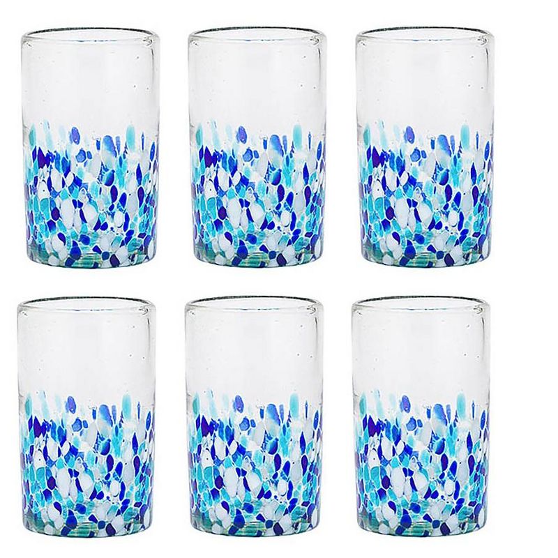 Amici Home Authentic Mexican Handmade Bahia Hiball Glass, 16oz, Assorted Set of 6