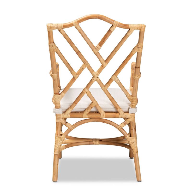 Delta Rattan Armchair Natural/White - Baxton Studio