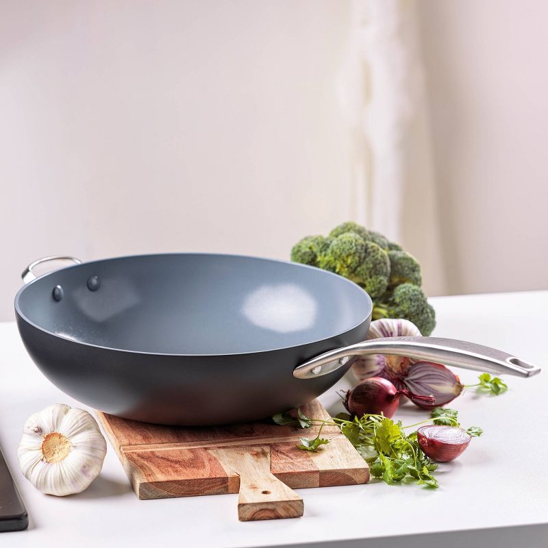 GreenPan Paris 12.5" Aluminum Wok with Helper Handle