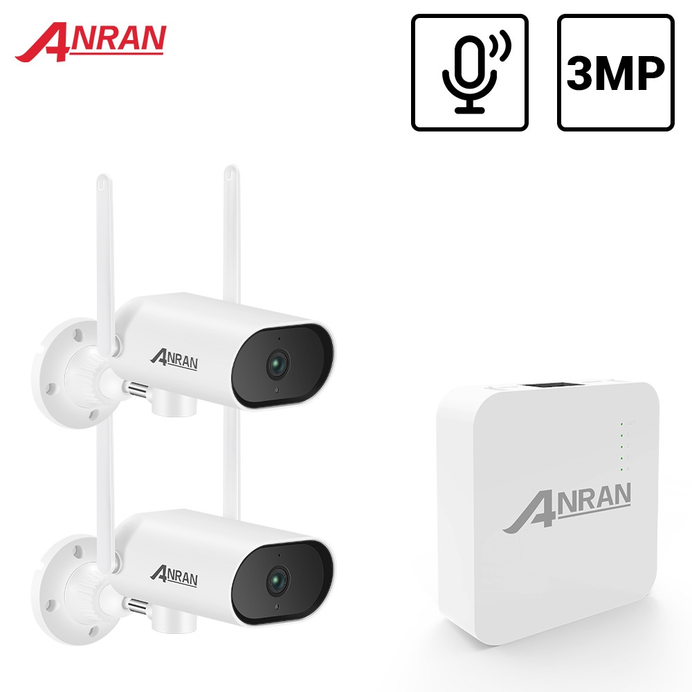 [4CH Expandable 4Cameras] ANRAN PTZ Wireless CCTV System 3MP Security Camera with One-Way Audio,Motion Alert,Remote View,Night Vision,64G SD Card,outdoor Waterproof