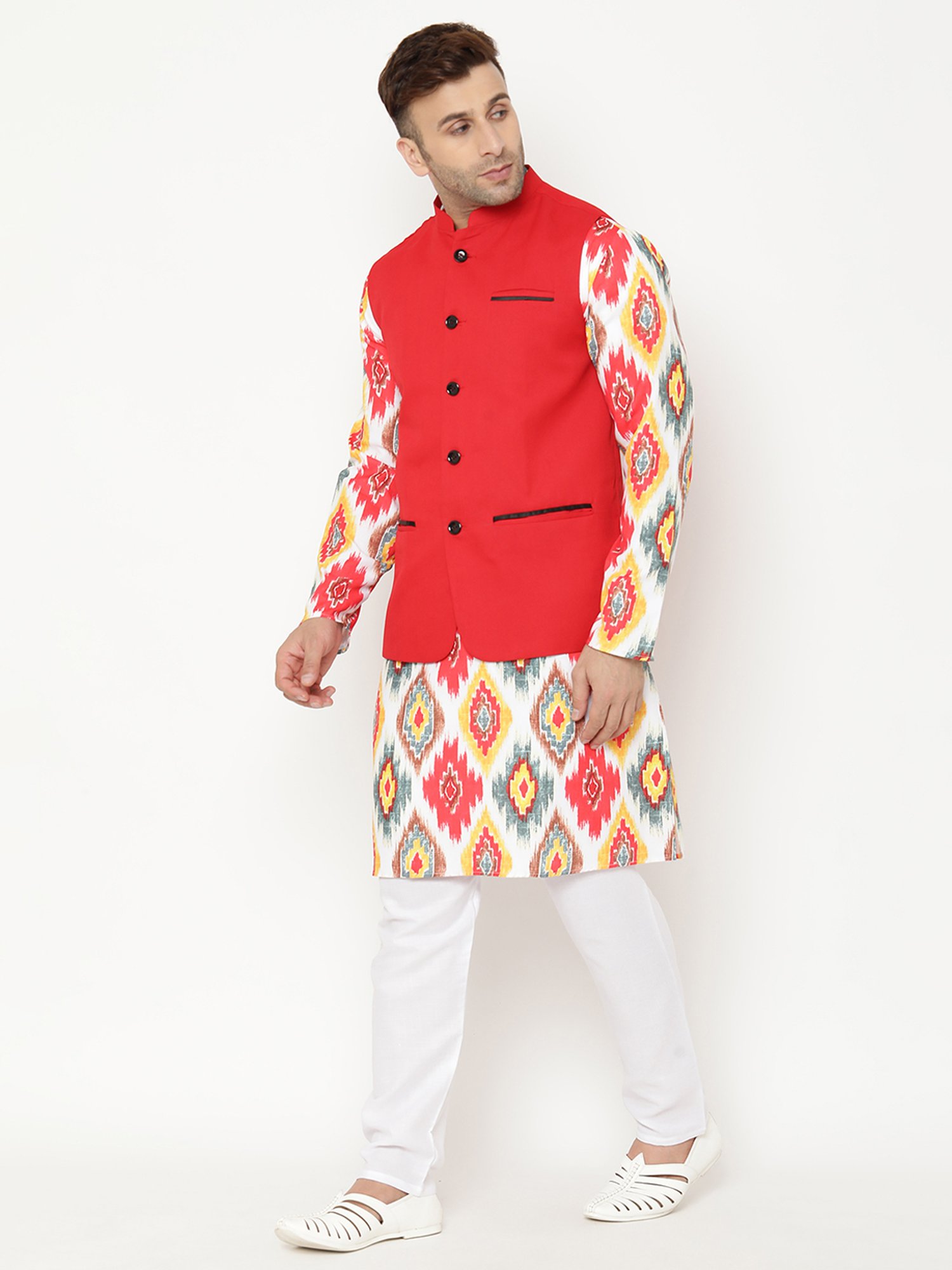 Hangup Multicolor Regular Fit Printed Kurta Bottom & Jacket Set