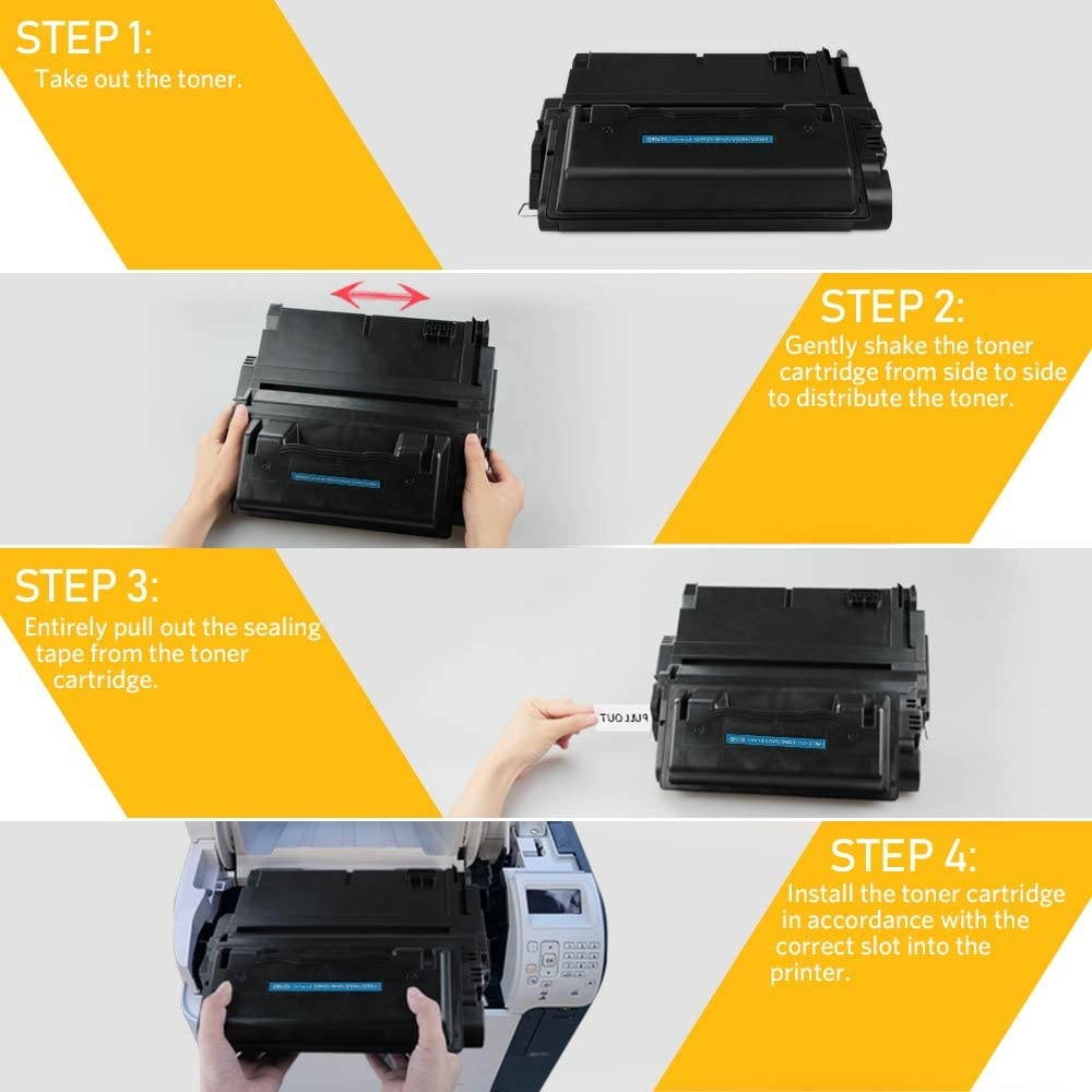 v4ink Compatible Toner Cartridge Replacement for HP 42X Q5942X 38A Q1338A to use for HP Laserjet 4250 4350 4250N 4250TN 4250DTN 4200 4350N 4350TN 4350DTN Series Printers (High Yield Black, 1 Pack)