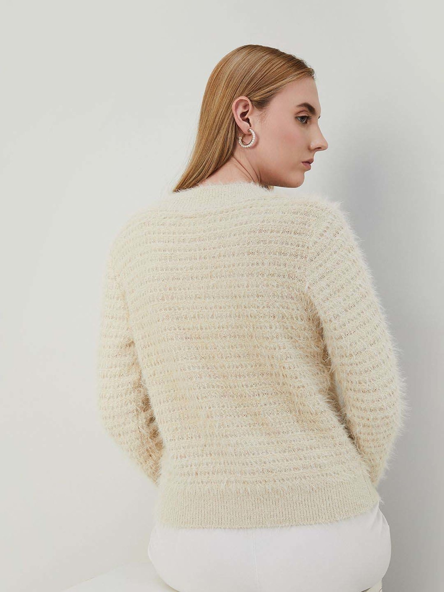 Code by Lifestyle Cream Self Pattern Cardigan