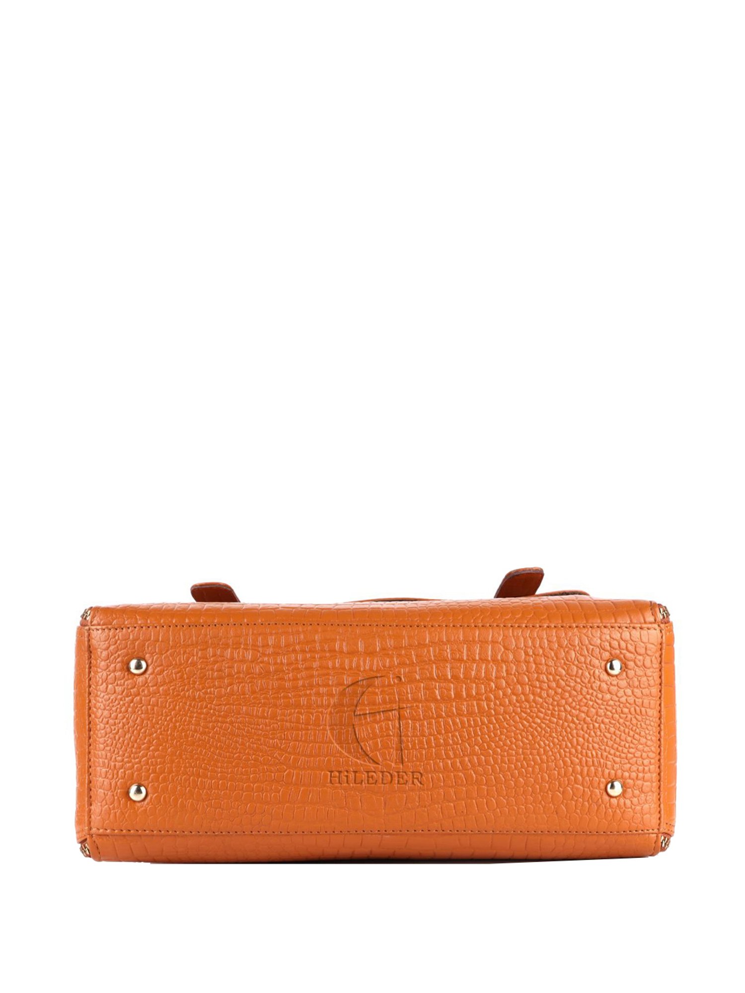 HiLEDER Orange Textured Medium Handbag