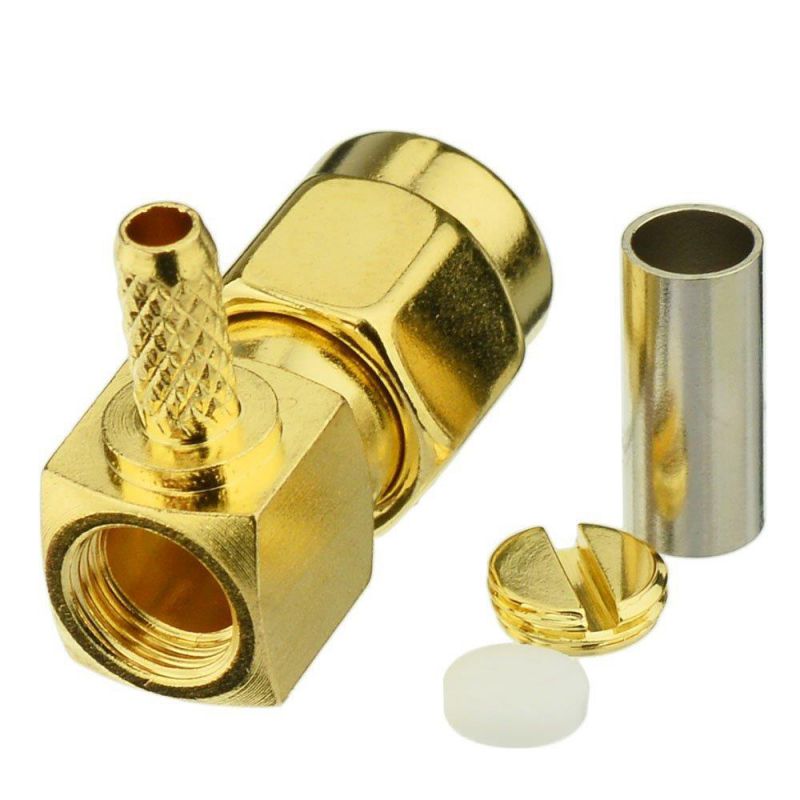 Eightwood 10pcs SMA Male Crimp Right Angle RF Coaxial Connector RG316 RG174 LMR100 Cable