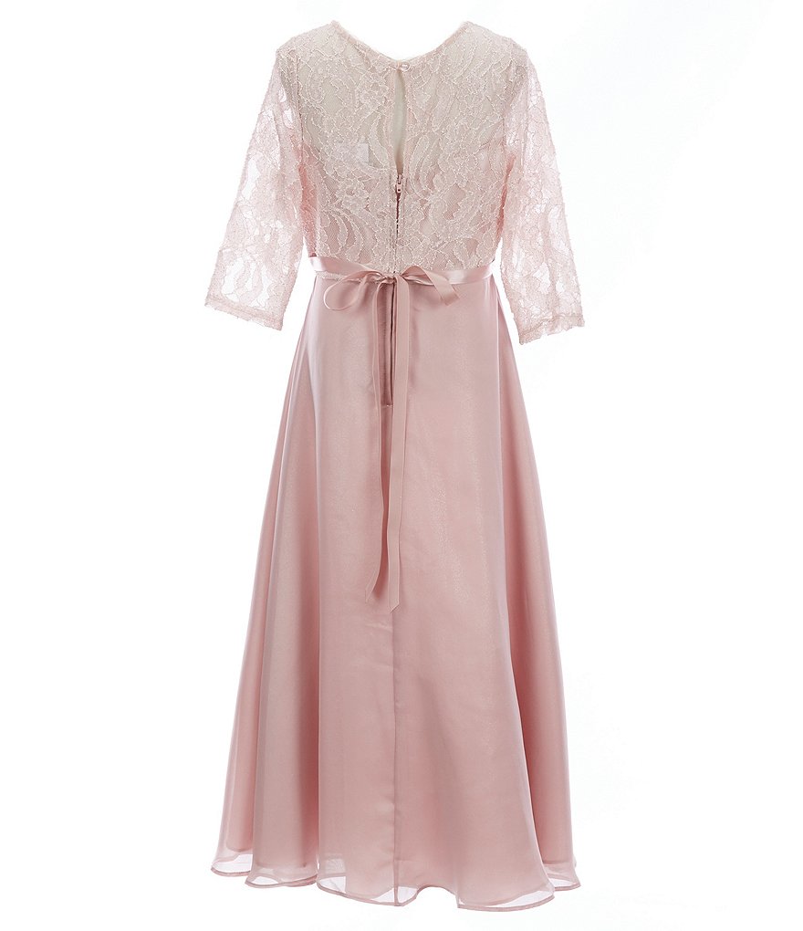 Us Angels Big Girls 6-14 Cap-Sleeve Lace Beaded Mesh Communion Dress