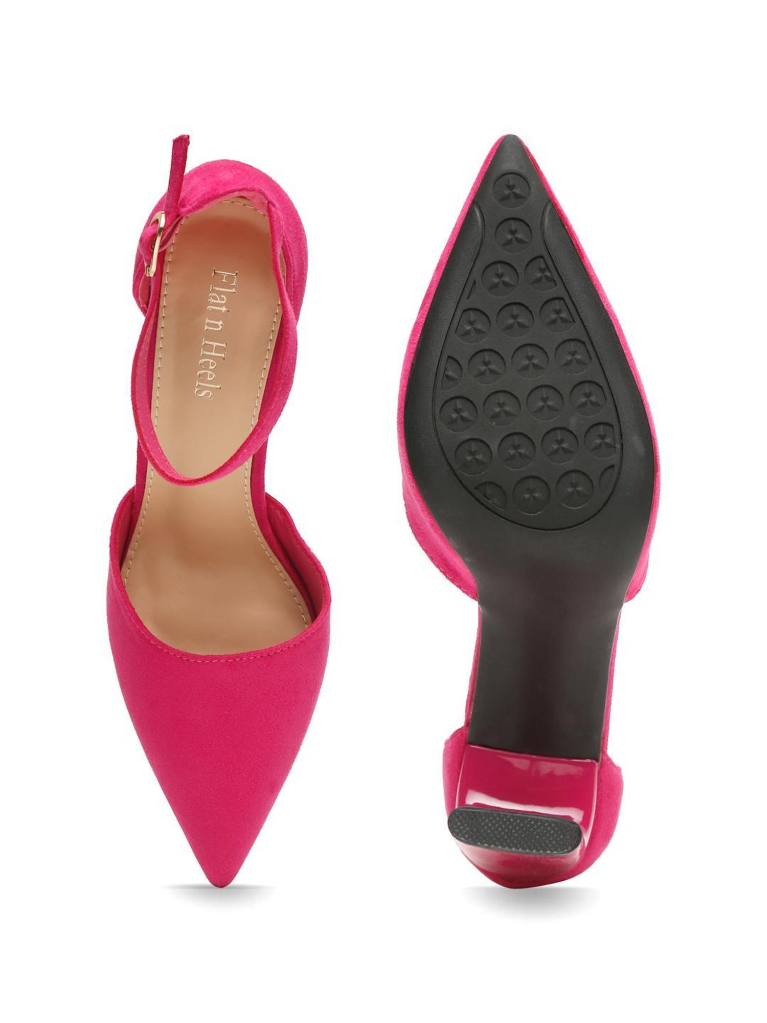 Flat N Heels Women's Pink Ankle Strap Sandals