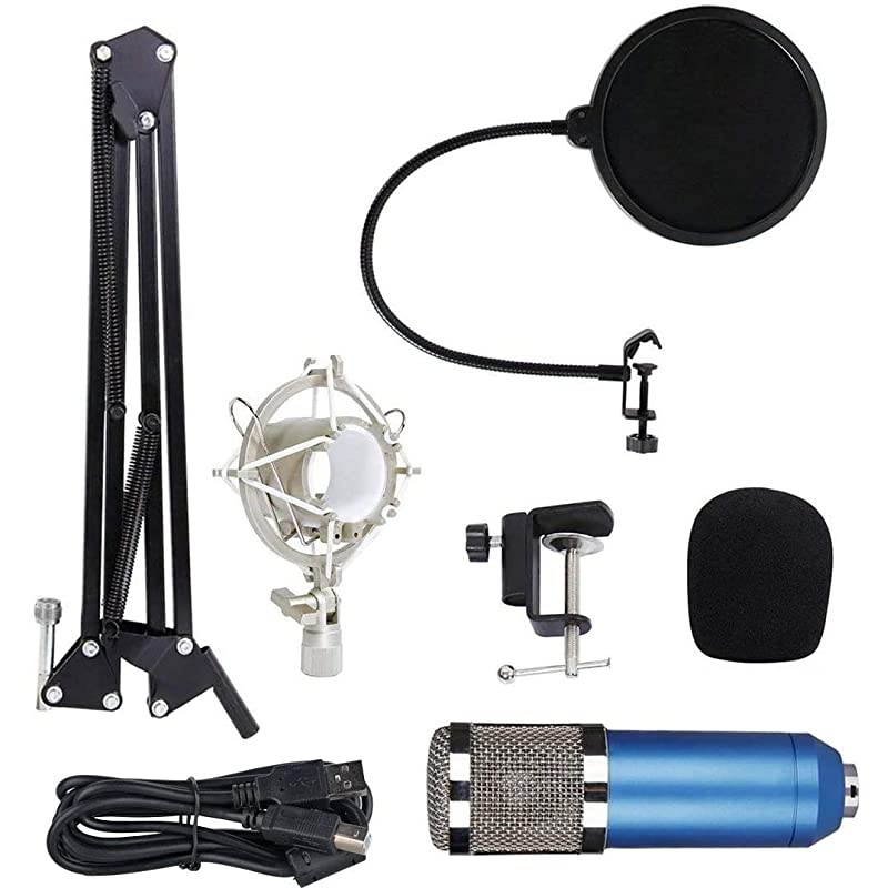 USB Condenser Microphone BundleBM800 Mic Kit with Adjustable Boom Scissor Arm StandShock MountPop Filter USB Audio Cable for Computer YouTube Singing Studio Recording amp Broadcast