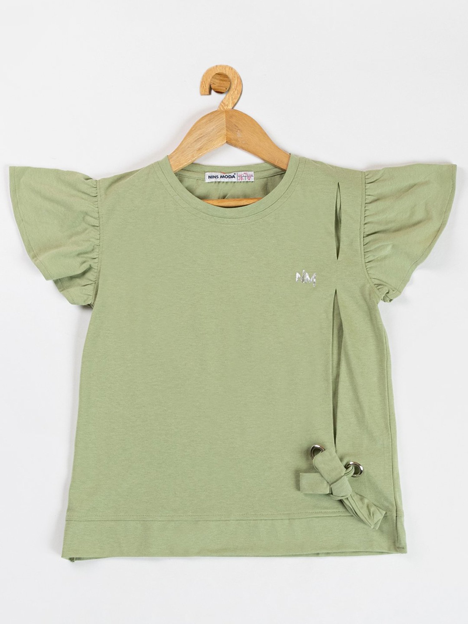NINS MODA Kids Light Olive Textured Top