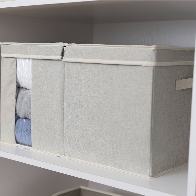 StorageWorks 65L Fabric Storage Bin Lid and Window Comfort Gray